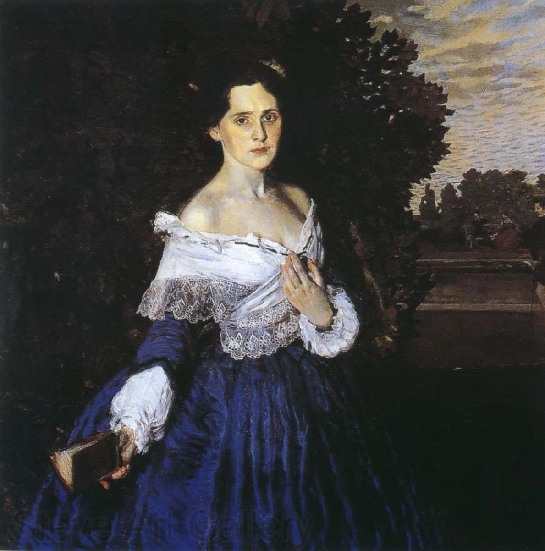 unknow artist Mrs. blue female portrait painter Nova Spain oil painting art
